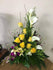 GLW118 - YELLOW ROSES, WHITE CALLAS, DENDROBIUM ORCHIDS, LILIES, AND GREENERY