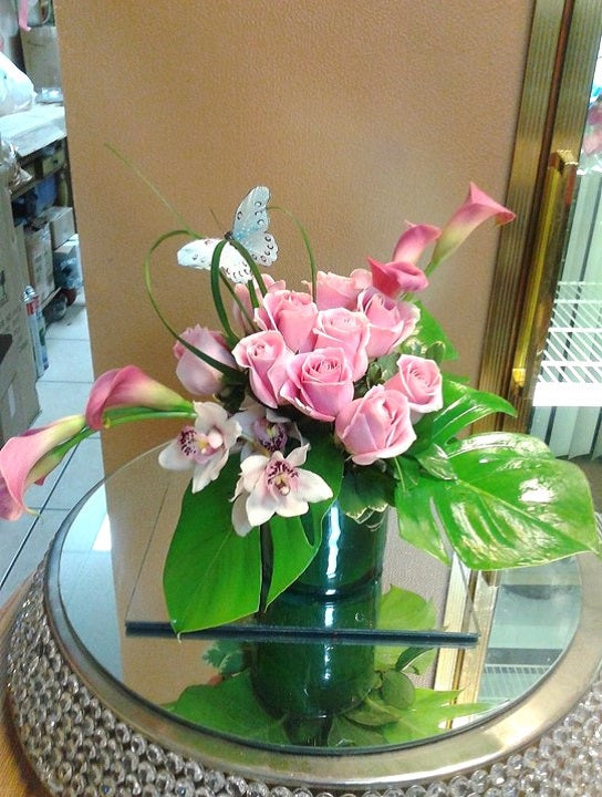 GLW152 - Cluster of Roses, Callas and Orchids Arrangement