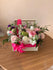 GLW085 - WHITE AND PINK MIXED ROSES (Box and Bow)