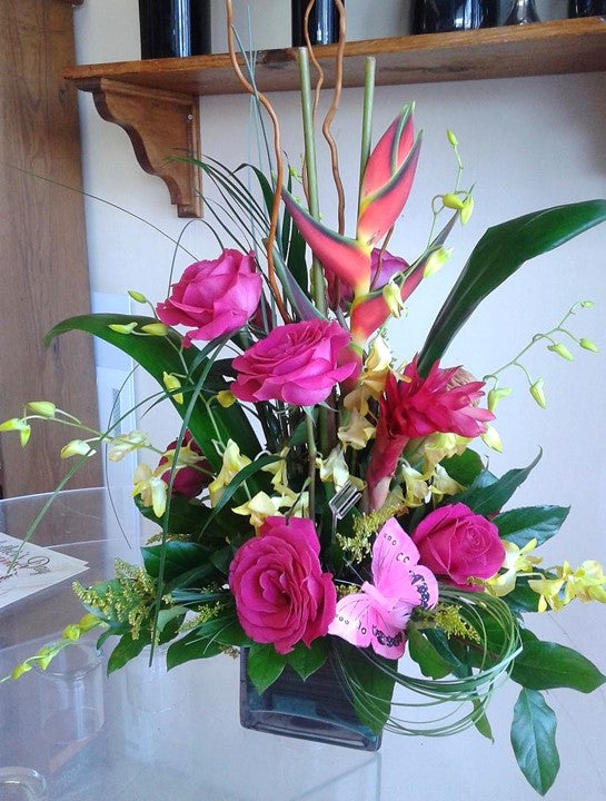 GLW158 - Exotic Flowers and Roses Arrangement