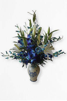 GLW050 - BLUE ORCHIDS AND LILIES
