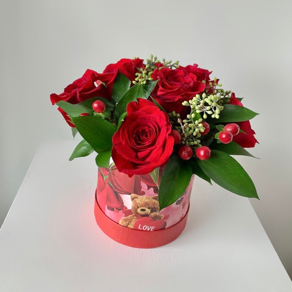 GLW135 - Roses and Greenery Compact Arrangement
