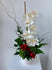 GLW139 - WHITE ORCHIDS, RED ROSES AND GREENERY